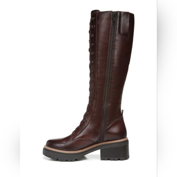 Cognac Lace-Up Knee High Boot with Tread New in Box from Naturalizer - Picture 3 of 11